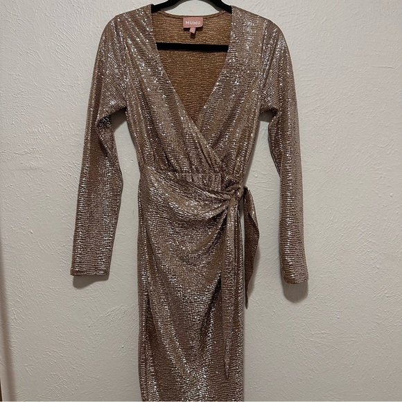 Show Me Your Mumu, Kimora Wrap Dress, Tan Confetti, Size Small, Never Worn - Picture 3 of 6